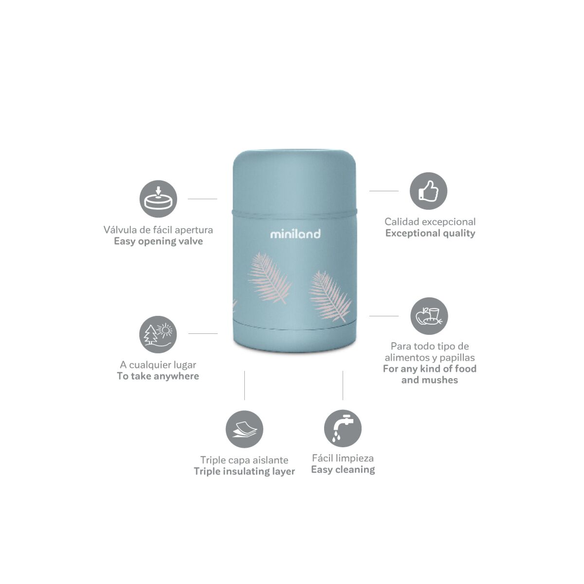 Termos mancare solida Miniland Terra Palms 600 ml