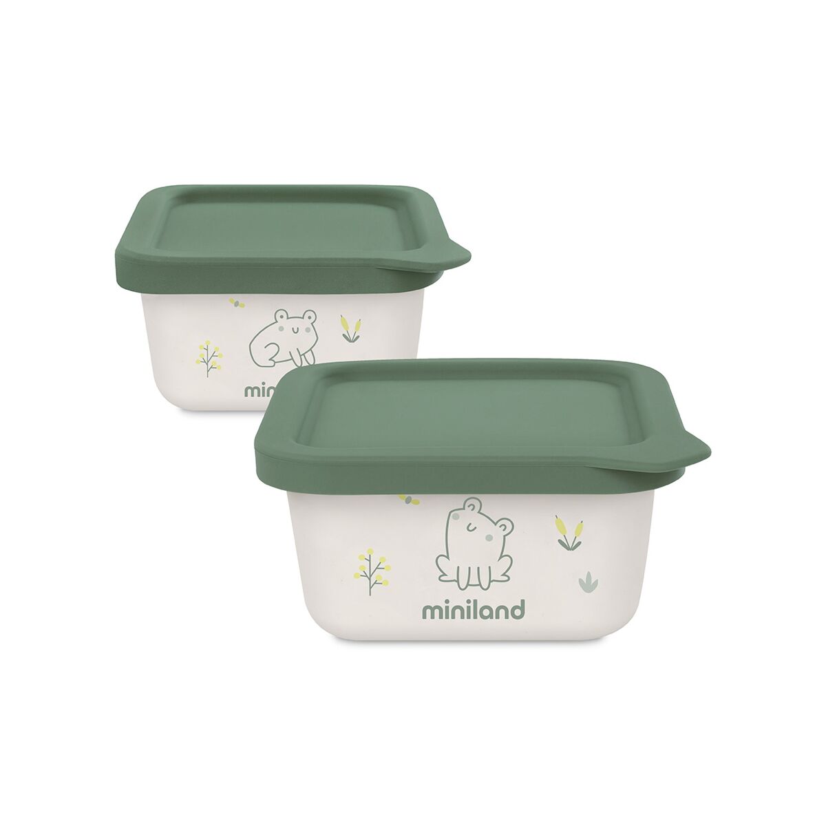 Set 2 recipiente ermetice mancare solida Miniland Frog