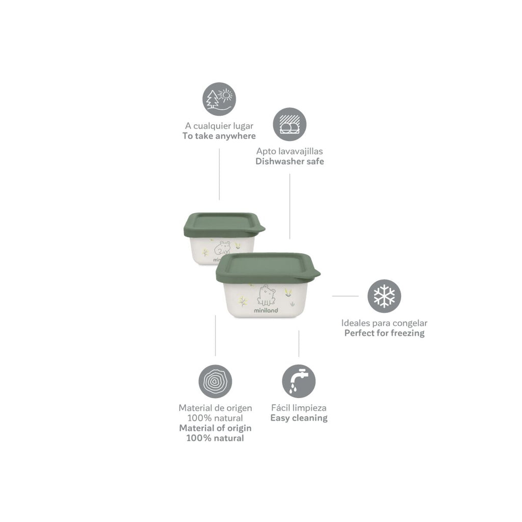 Set 2 recipiente ermetice mancare solida Miniland Frog