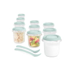 Set 10 recipiente ermetice gradate si 2 lingurite Miniland Mint 200 ml