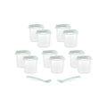 Set 10 recipiente ermetice gradate si 2 lingurite Miniland Mint 200 ml