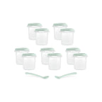 Set 10 recipiente ermetice gradate si 2 lingurite Miniland Mint 200 ml