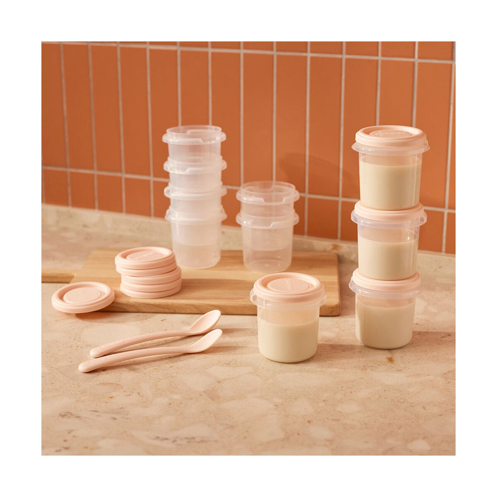 Set 10 recipiente ermetice gradate si 2 lingurite Miniland Mint 200 ml