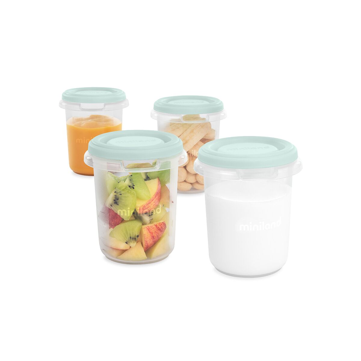 Set 4 recipiente ermetice gradate Miniland Mint 250 ml
