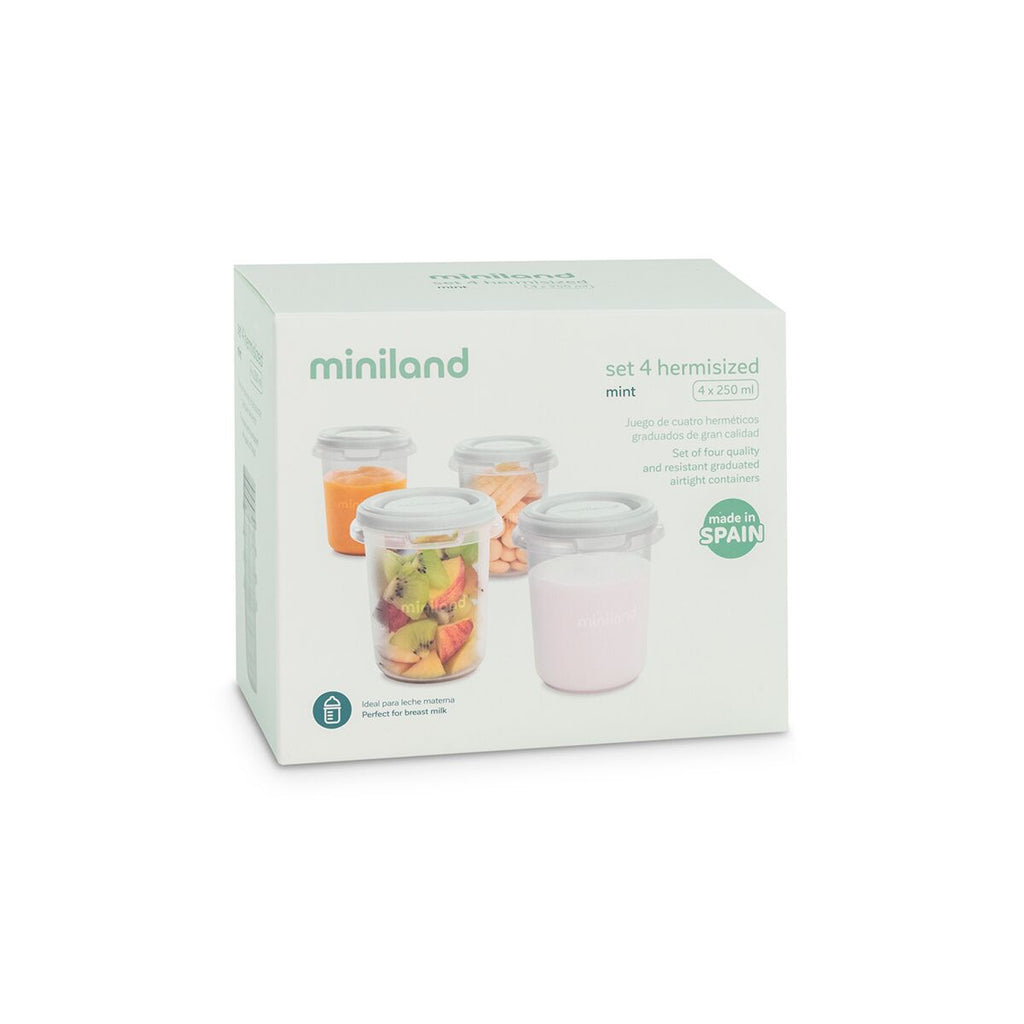Set 4 recipiente ermetice gradate Miniland Mint 250 ml