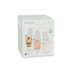 Set of 12 graduated containers with 2 Miniland Mint spoons, 200, 250 and 330 ml