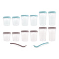 Set 12 recipiente gradate cu 2 lingurite Miniland Terra, 200, 250 si 330 ml