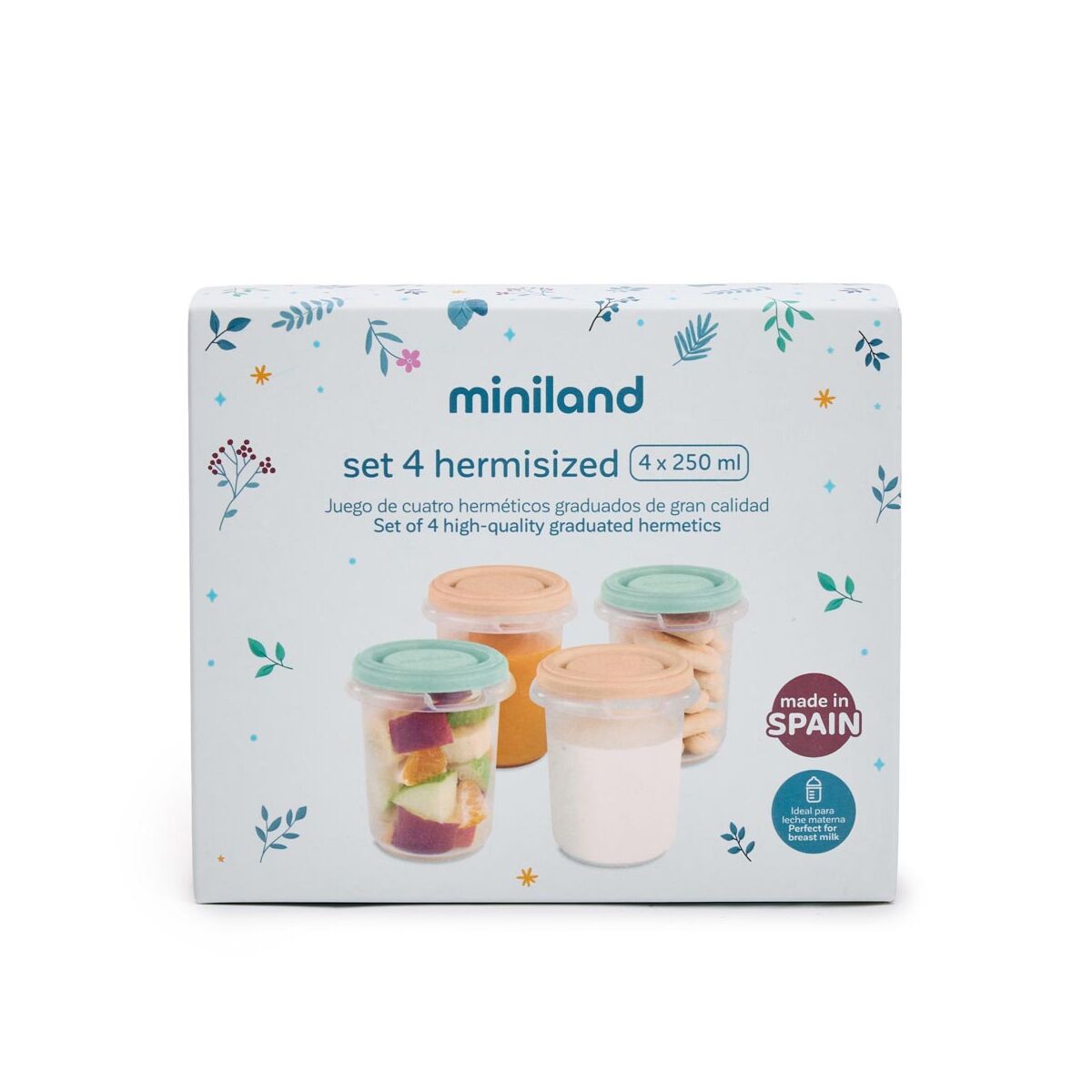 Set 4 recipiente ermetice 250ml, pentru stocare hrana bebeluși Dreamland