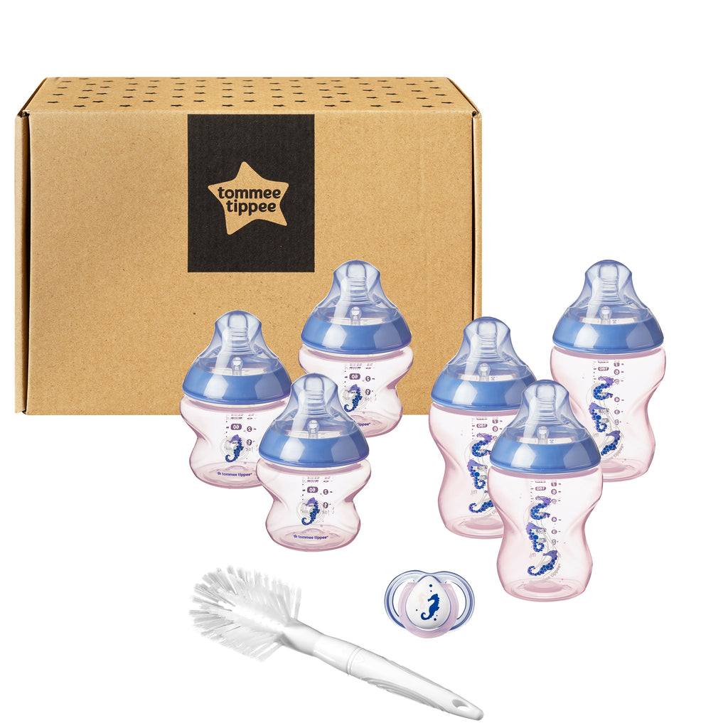 Kit biberoane nou nascut, ONL Fete  Tommee Tippee, 0luni+, Calut de Mare Albastru