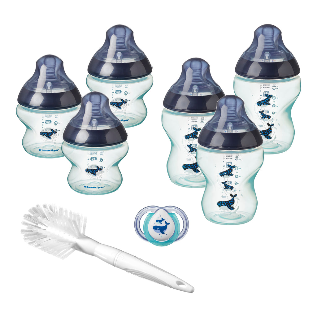 Kit biberoane nou nascut, ONL  Unisex Tommee Tippee, 0luni+, Balenute, Albastru