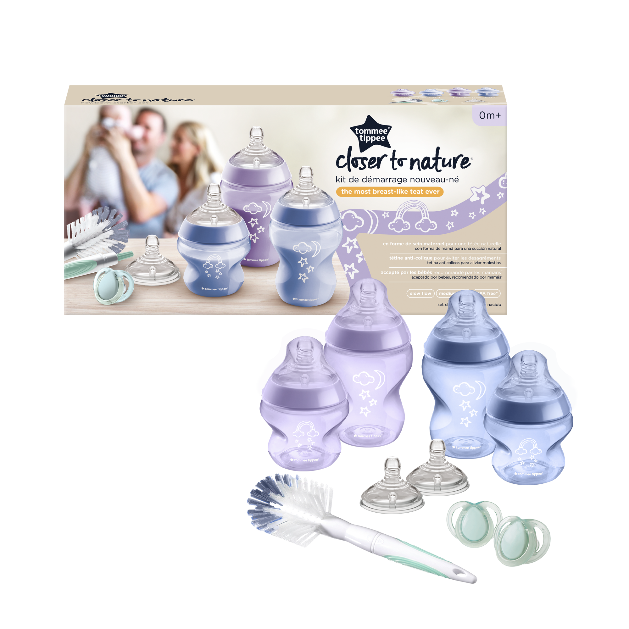 Kit biberoane nou-nascut Tommee Tippee Closer to Nature, 0 luni +, Mov