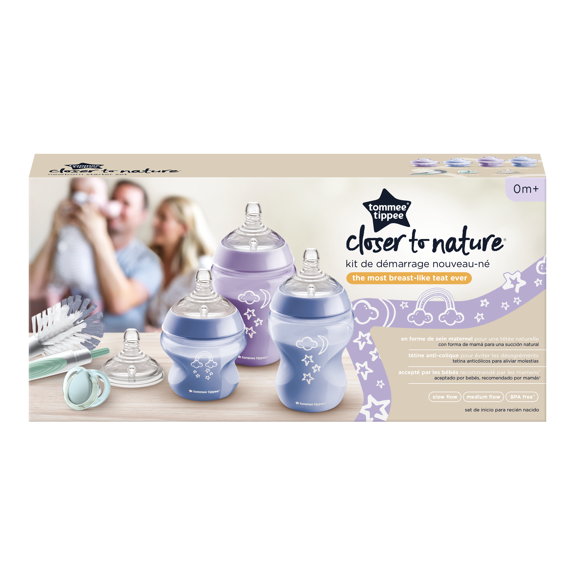 Kit biberoane nou-nascut Tommee Tippee Closer to Nature, 0 luni +, Mov