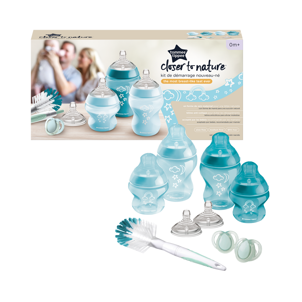 Kit de pornire biberoane nou-nascut Tommee Tippee Closer to Nature, 0 luni +, Albastru