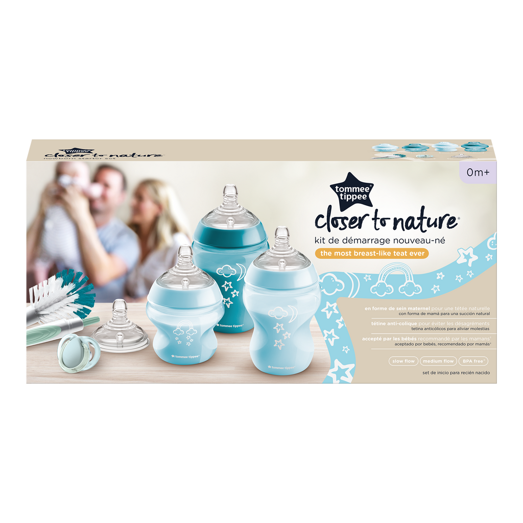Kit de pornire biberoane nou-nascut Tommee Tippee Closer to Nature, 0 luni +, Albastru