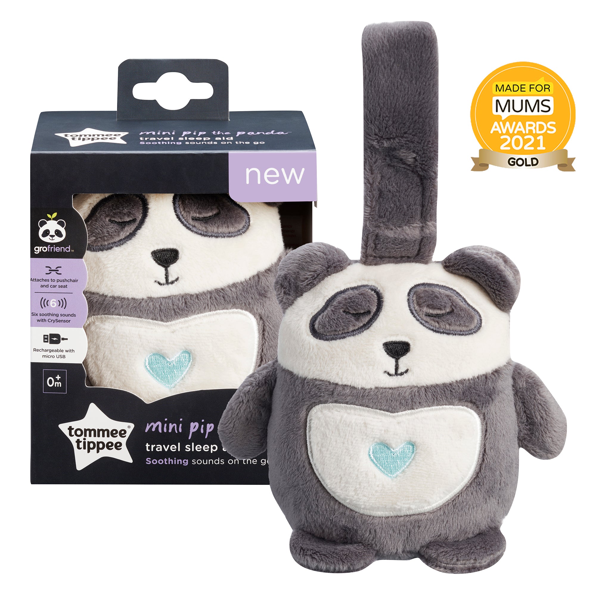 Dispozitiv cu sunet pentru somn reincarcabil Tommee Tippee, ideal pentru calatorii , (0 luni+), Mini Ursuletul Panda Pip