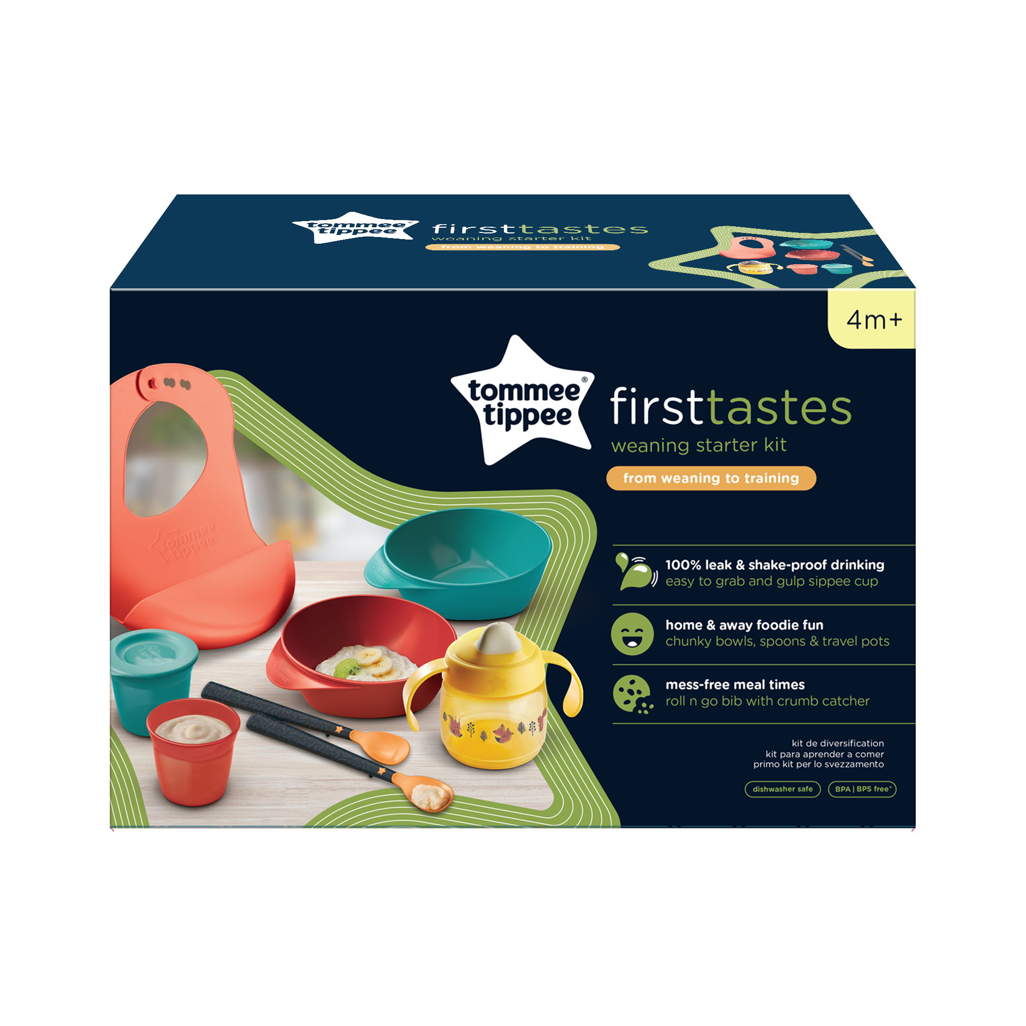 Kit pentru diversificare hrana Tommee Tippee cu tehnologie BACSHIELD™ , 4 luni +