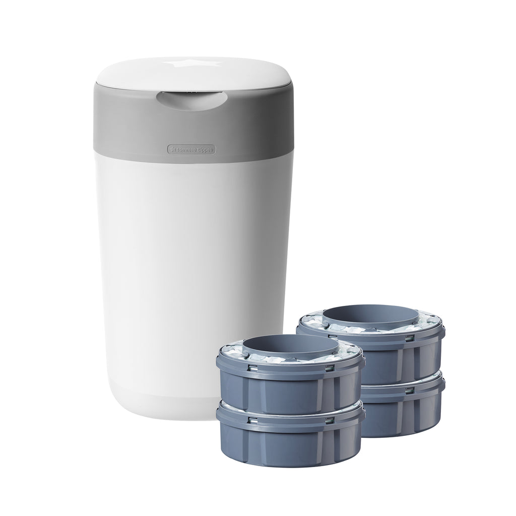 Pachet 4 Rezerve Sangenic TEC + Cos Sangenic TEC Twist Alb, Tommee Tippee
