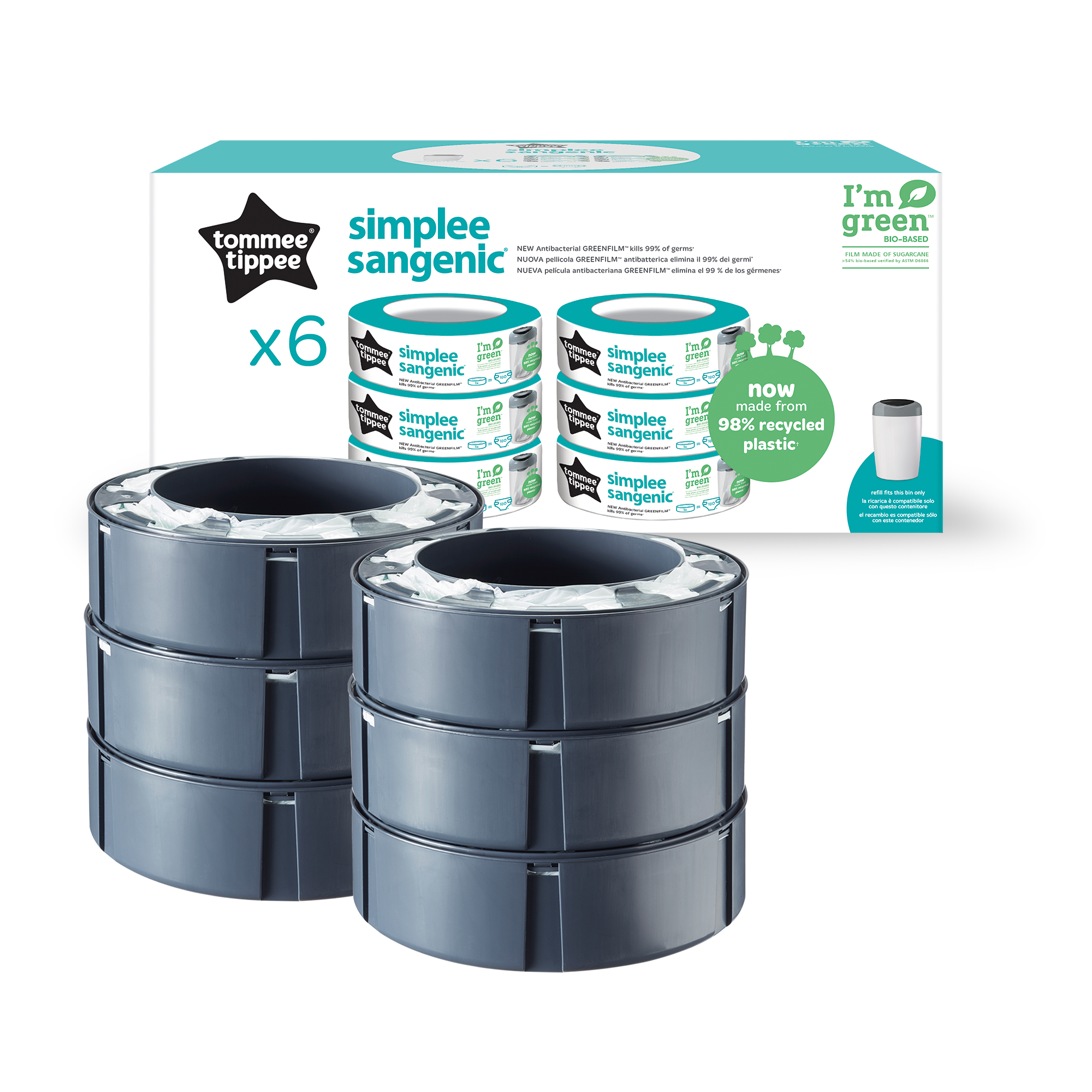 Set 6 rezerve pentru cos scutece Tommee Tippee Simplee, Reciclabile