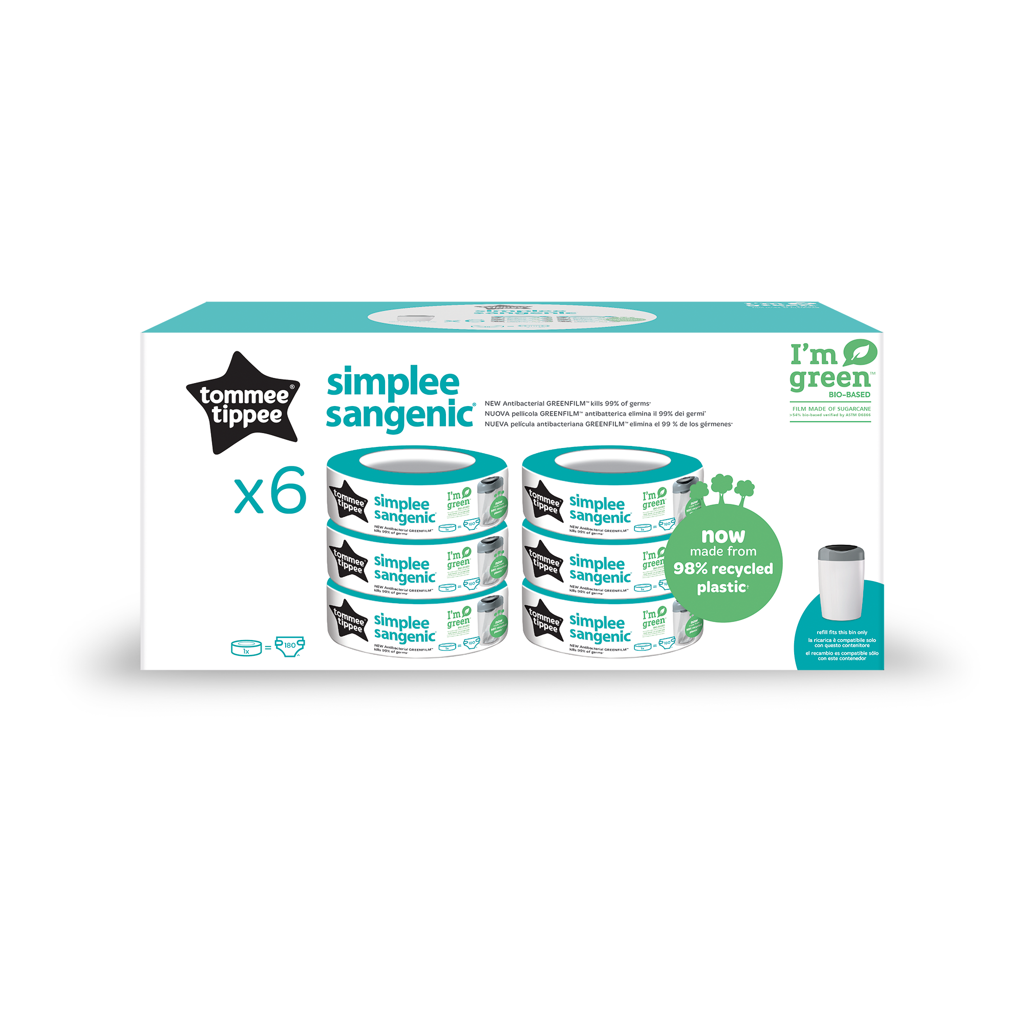 Set 6 rezerve pentru cos scutece Tommee Tippee Simplee, Reciclabile