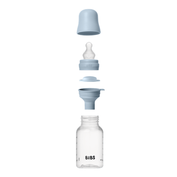 BIBS - Set complet biberon anticolici PP fara BPA, 150 ml, Silicon, Baby Blue