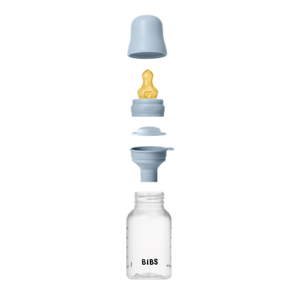 BIBS - Set complet biberon anticolici PP fara BPA, 150 ml, Latex, Baby Blue