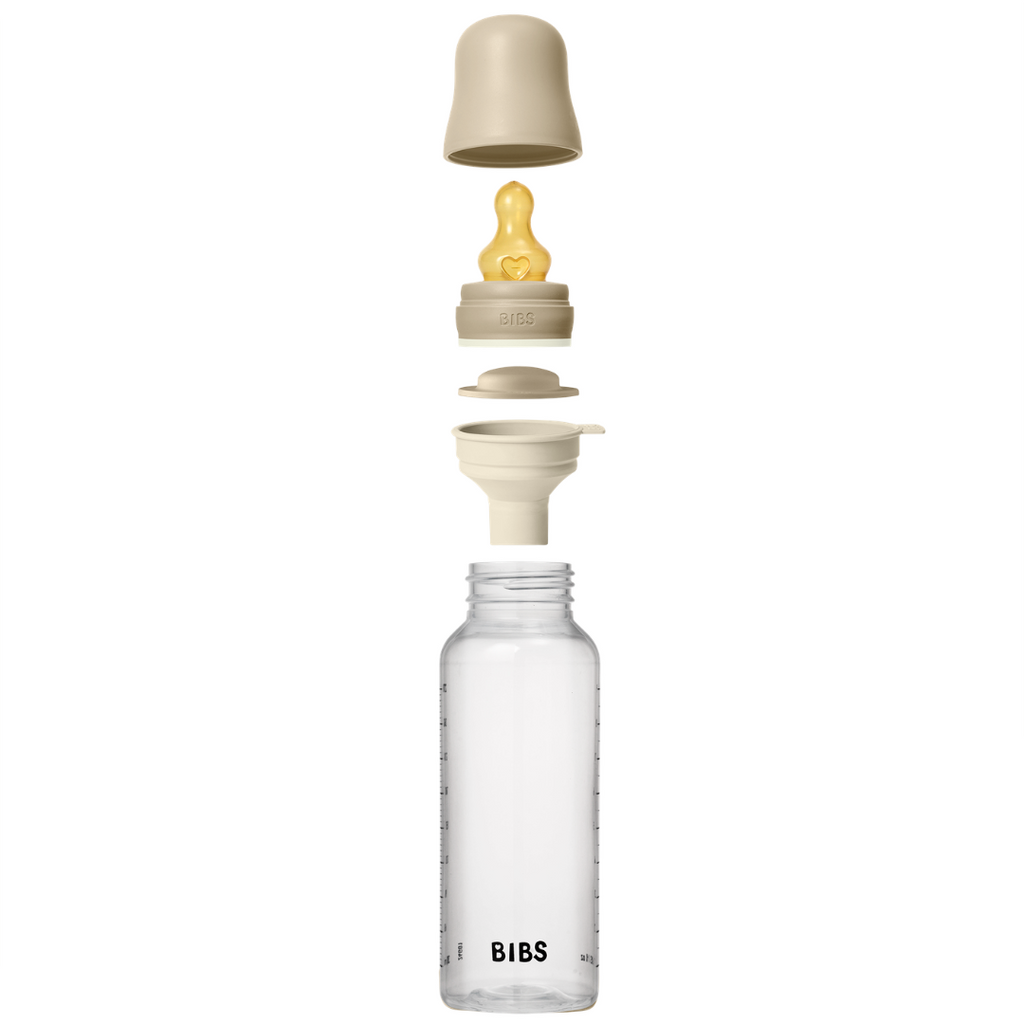 BIBS - Set complet biberon fosforescent anticolici PP fara BPA, 270 ml, Latex, Vanilla Glow