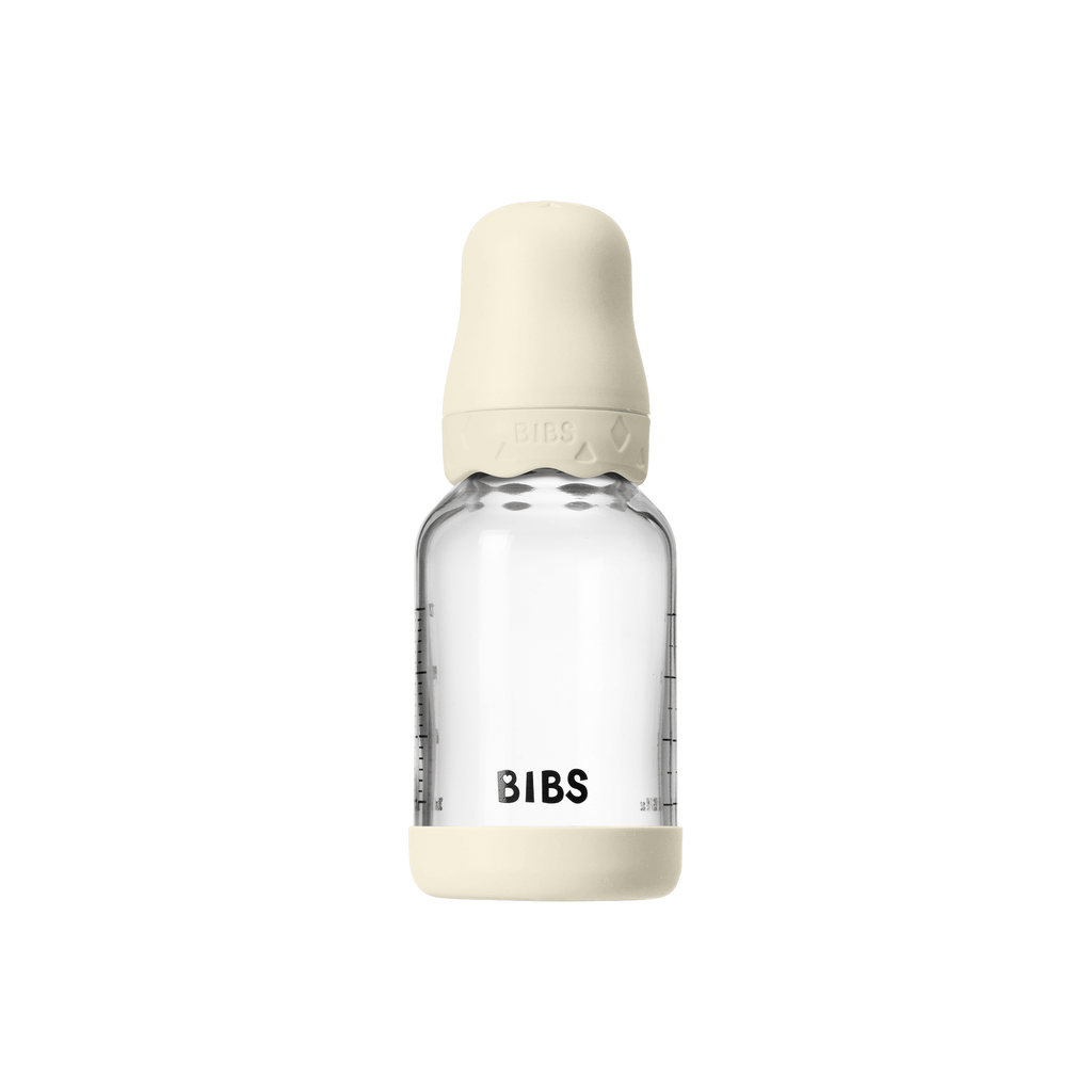 BIBS - Set complet biberon Boheme din sticla anticolici cu tetina din latex, flux lent, 120 ml, Ivory