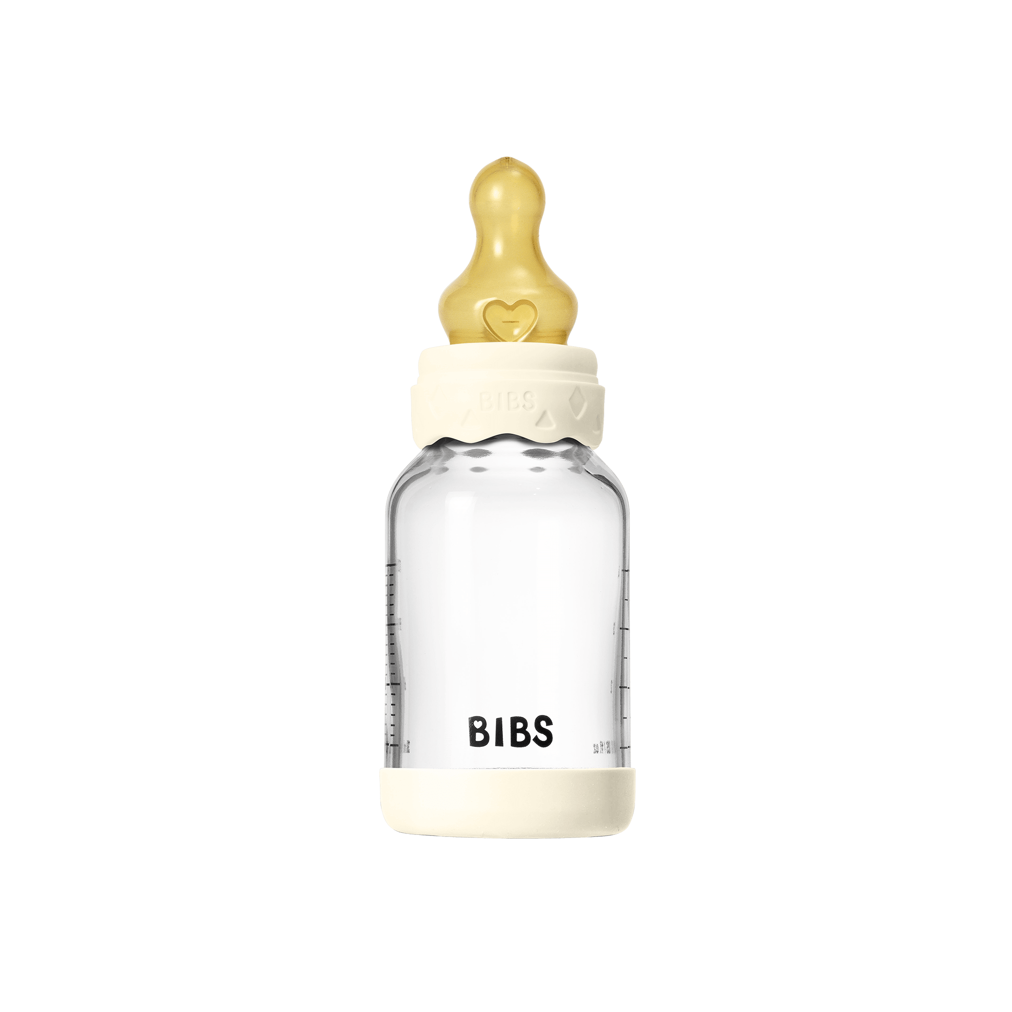BIBS - Set complet biberon Boheme din sticla anticolici cu tetina din latex, flux lent, 120 ml, Ivory