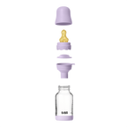 BIBS - Set complet biberon Boheme din sticla anticolici cu tetina din latex, flux lent, 120 ml, Violet Sky