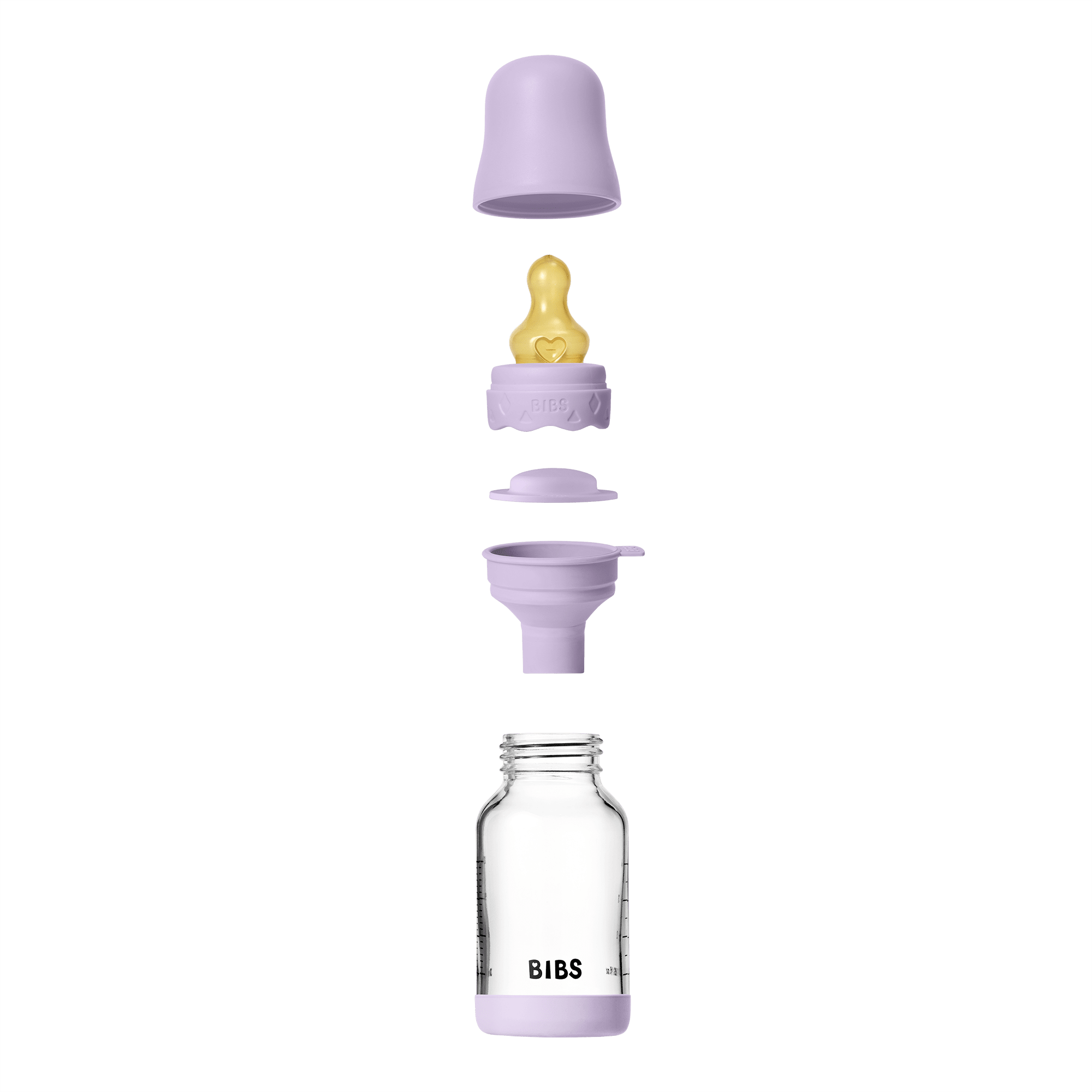 BIBS - Set complet biberon Boheme din sticla anticolici cu tetina din latex, flux lent, 120 ml, Violet Sky