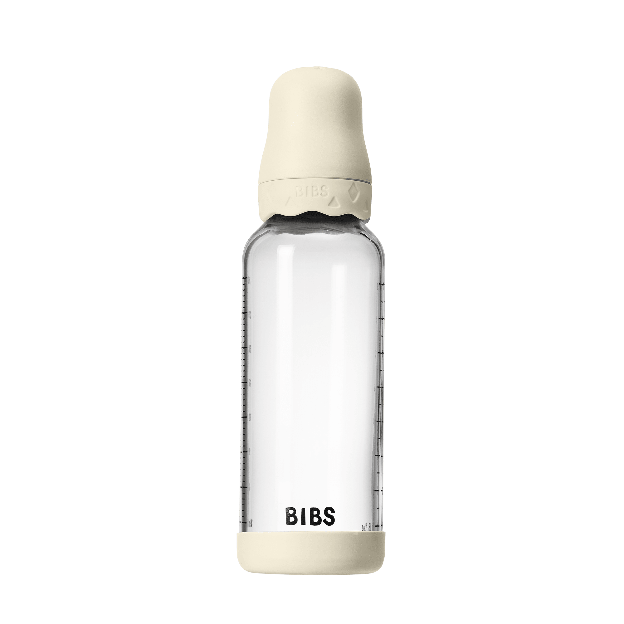 BIBS - Set complet biberon Boheme din sticla anticolici cu tetina din latex, flux mediu, 240 ml, Ivory