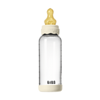 BIBS - Set complet biberon Boheme din sticla anticolici cu tetina din latex, flux mediu, 240 ml, Ivory