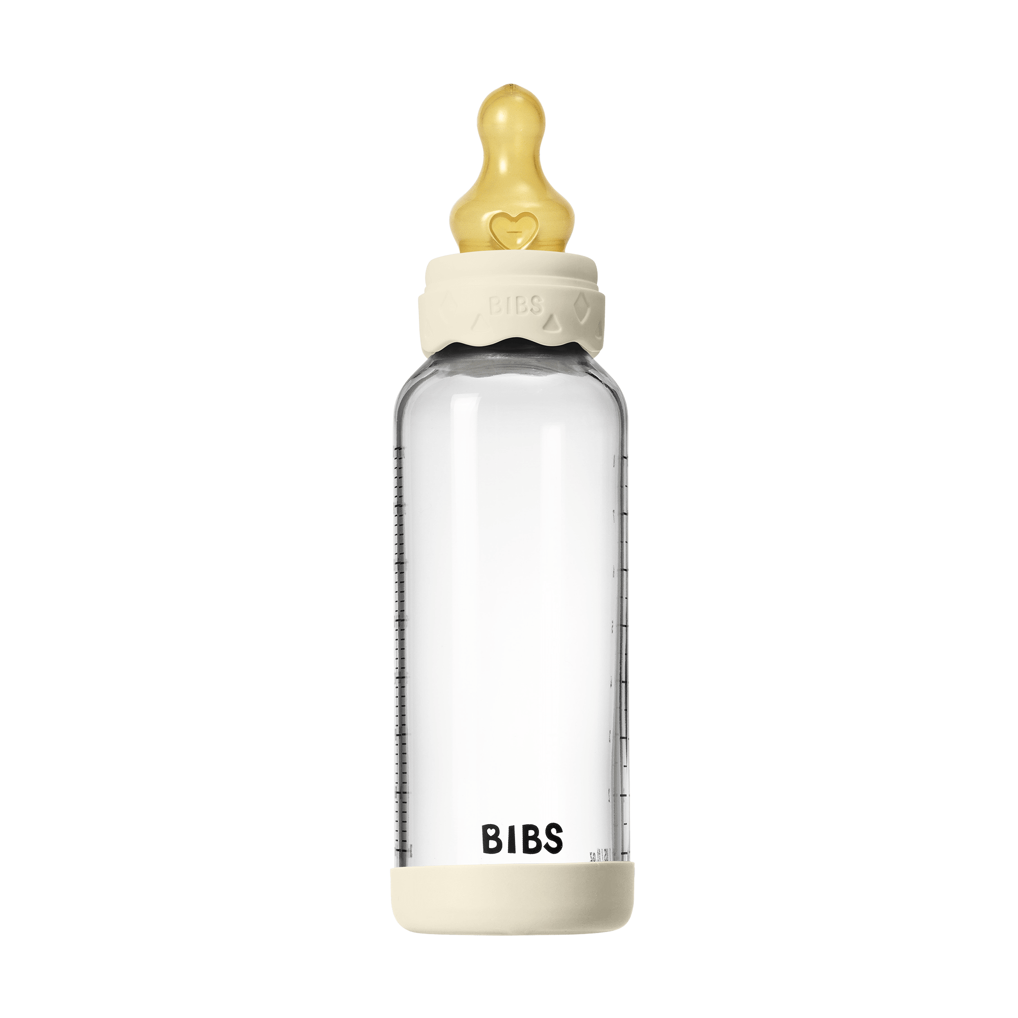 BIBS - Set complet biberon Boheme din sticla anticolici cu tetina din latex, flux mediu, 240 ml, Ivory