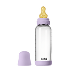 BIBS - Set complet biberon Boheme din sticla anticolici cu tetina din latex, flux mediu, 240 ml, Violet Sky