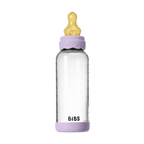 BIBS - Set complet biberon Boheme din sticla anticolici cu tetina din latex, flux mediu, 240 ml, Violet Sky