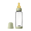 BIBS - Set complet biberon din sticla anticolici cu tetina din latex, flux mediu, 240 ml, Sage
