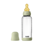 BIBS - Set complet biberon din sticla anticolici cu tetina din latex, flux mediu, 240 ml, Sage