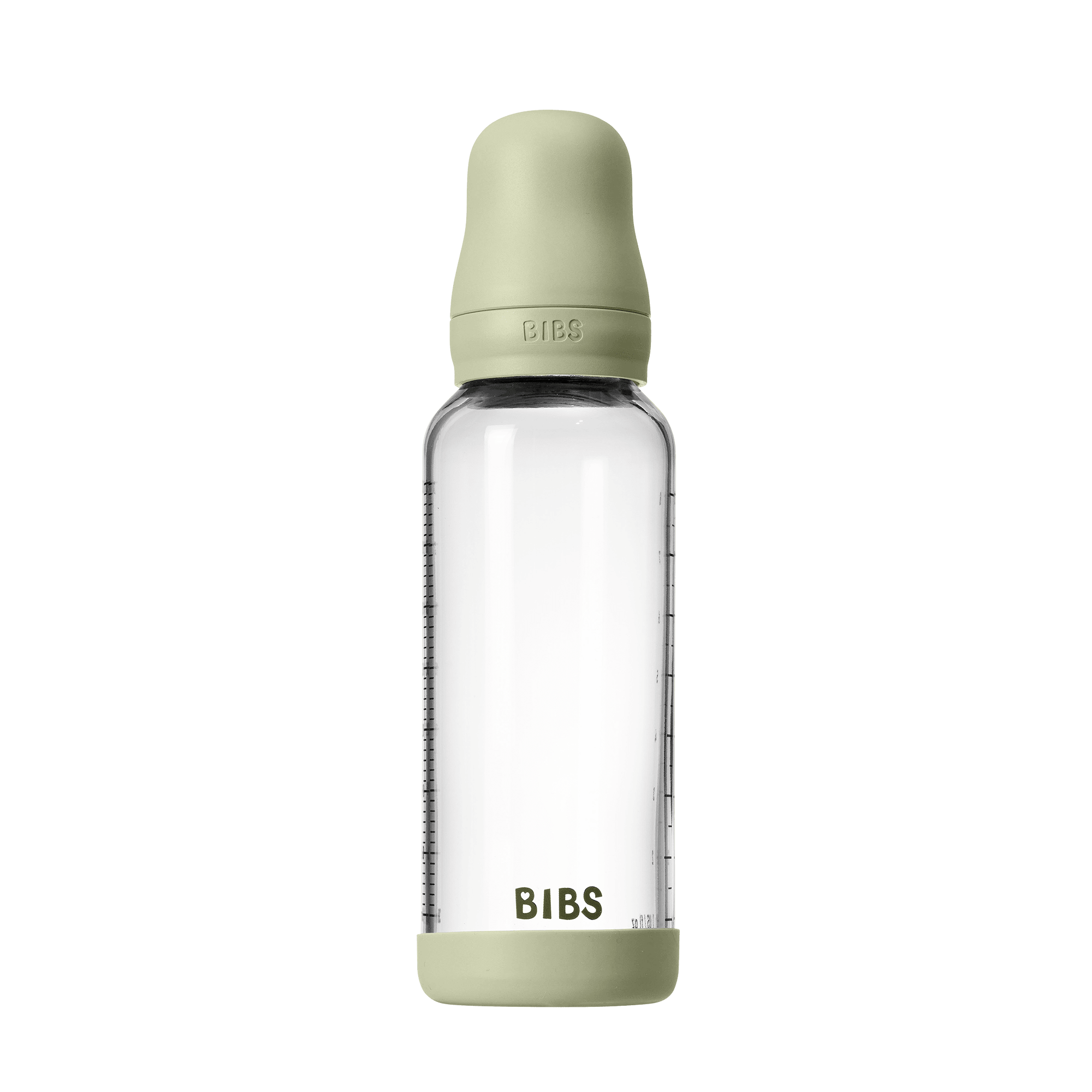 BIBS - Set complet biberon din sticla anticolici cu tetina din latex, flux mediu, 240 ml, Sage