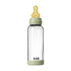 BIBS - Set complet biberon din sticla anticolici cu tetina din latex, flux mediu, 240 ml, Sage