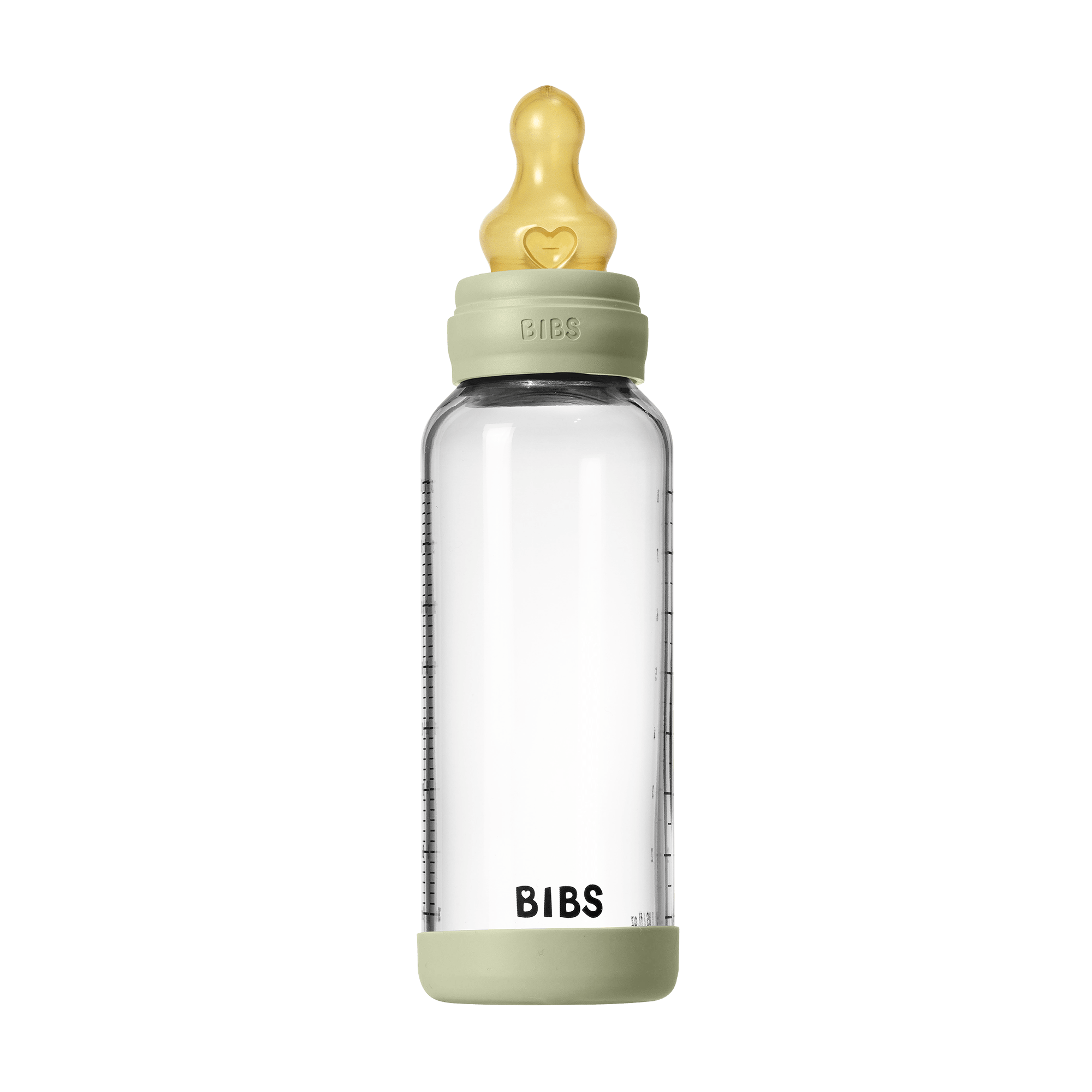 BIBS - Set complet biberon din sticla anticolici cu tetina din latex, flux mediu, 240 ml, Sage