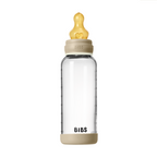 BIBS - Set complet biberon fosforescent din sticla anticolici cu tetina din latex, flux mediu, 240 ml, Vanilla Glow