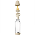 BIBS - Set complet biberon fosforescent din sticla anticolici cu tetina din latex, flux mediu, 240 ml, Vanilla Glow