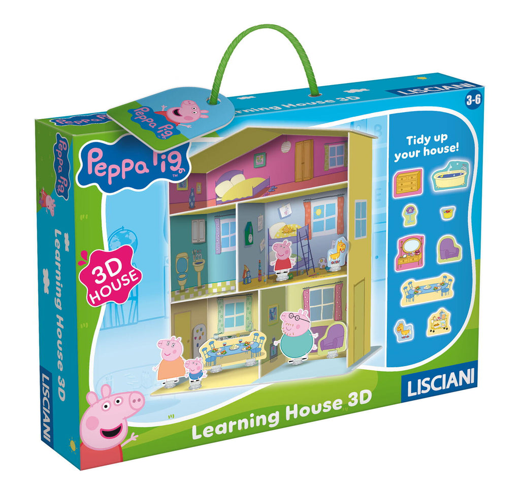 LISCIANI Casuta 3D Peppa Pig din carton cu mobilier 3D, set de construit pentru copii 3-6 ani