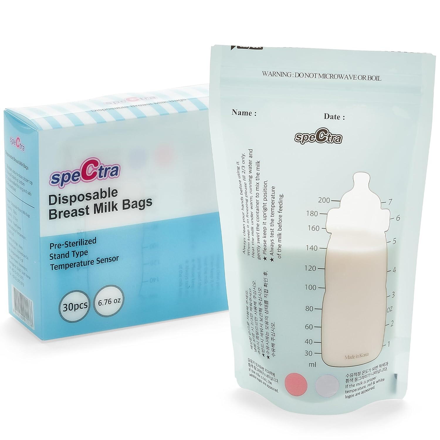Pungi stocare lapte matern cu fermoar (30 buc.)