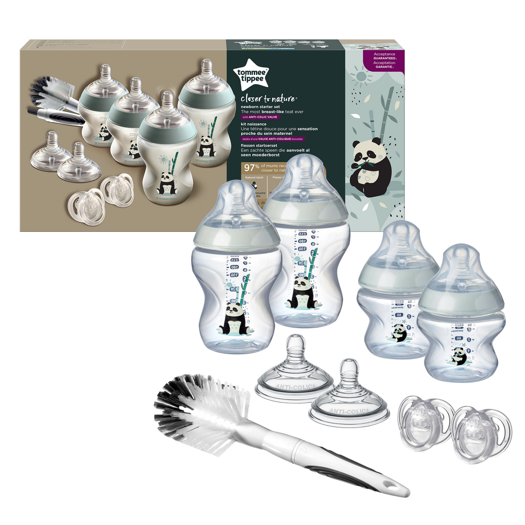 Kit biberoane nou-nascut Tommee Tippee Closer to Nature, 0 luni +,  Ursuleti Panda