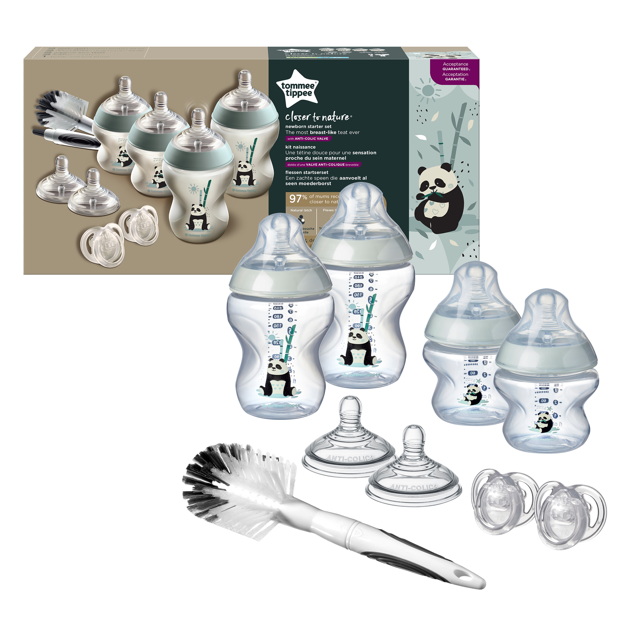 Kit biberoane nou-nascut Tommee Tippee Closer to Nature, 0 luni +,  Ursuleti Panda