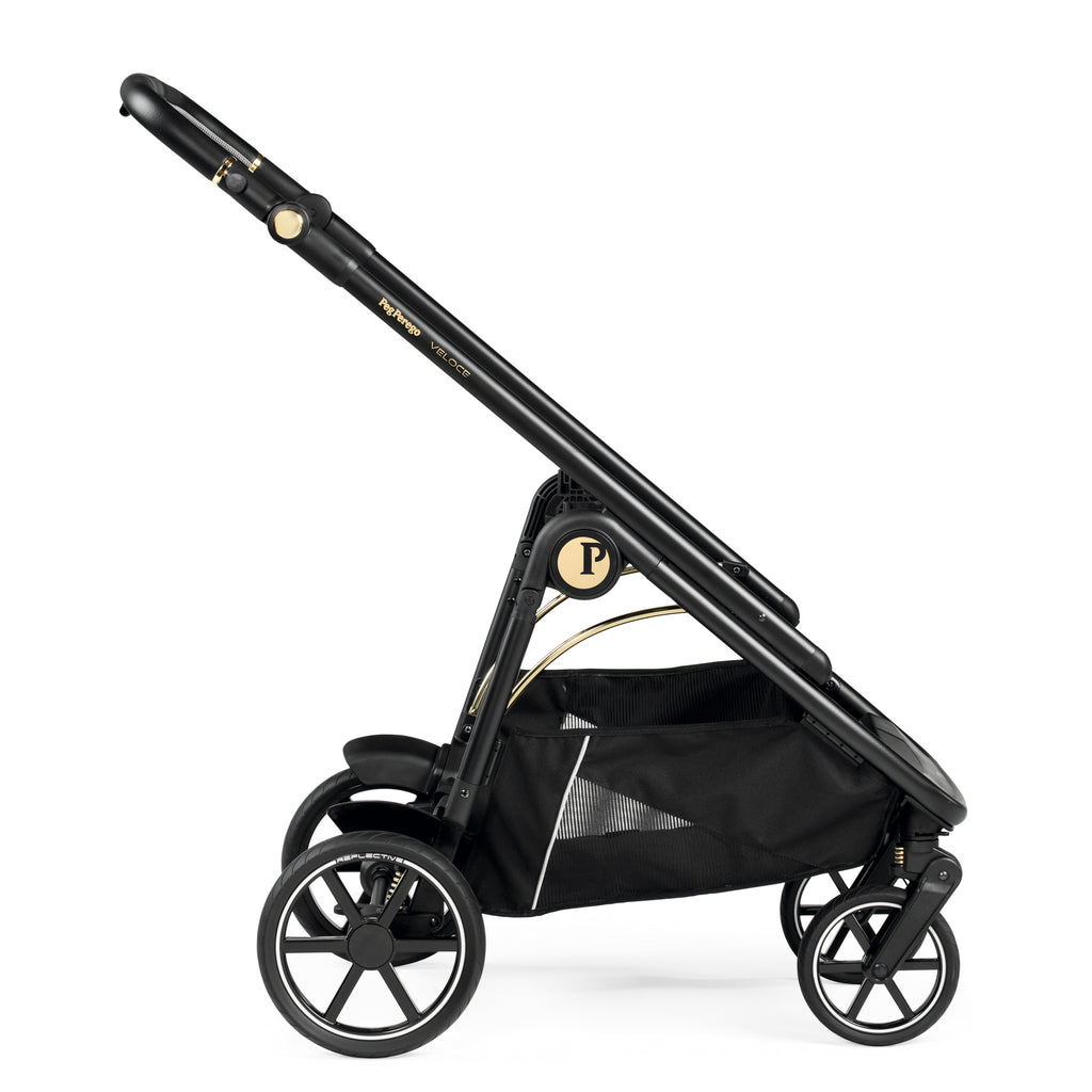 Carucior 3 in 1 Peg Perego Veloce, SLK, 0 - 22 kg, Graphic Gold, Negru / Bej