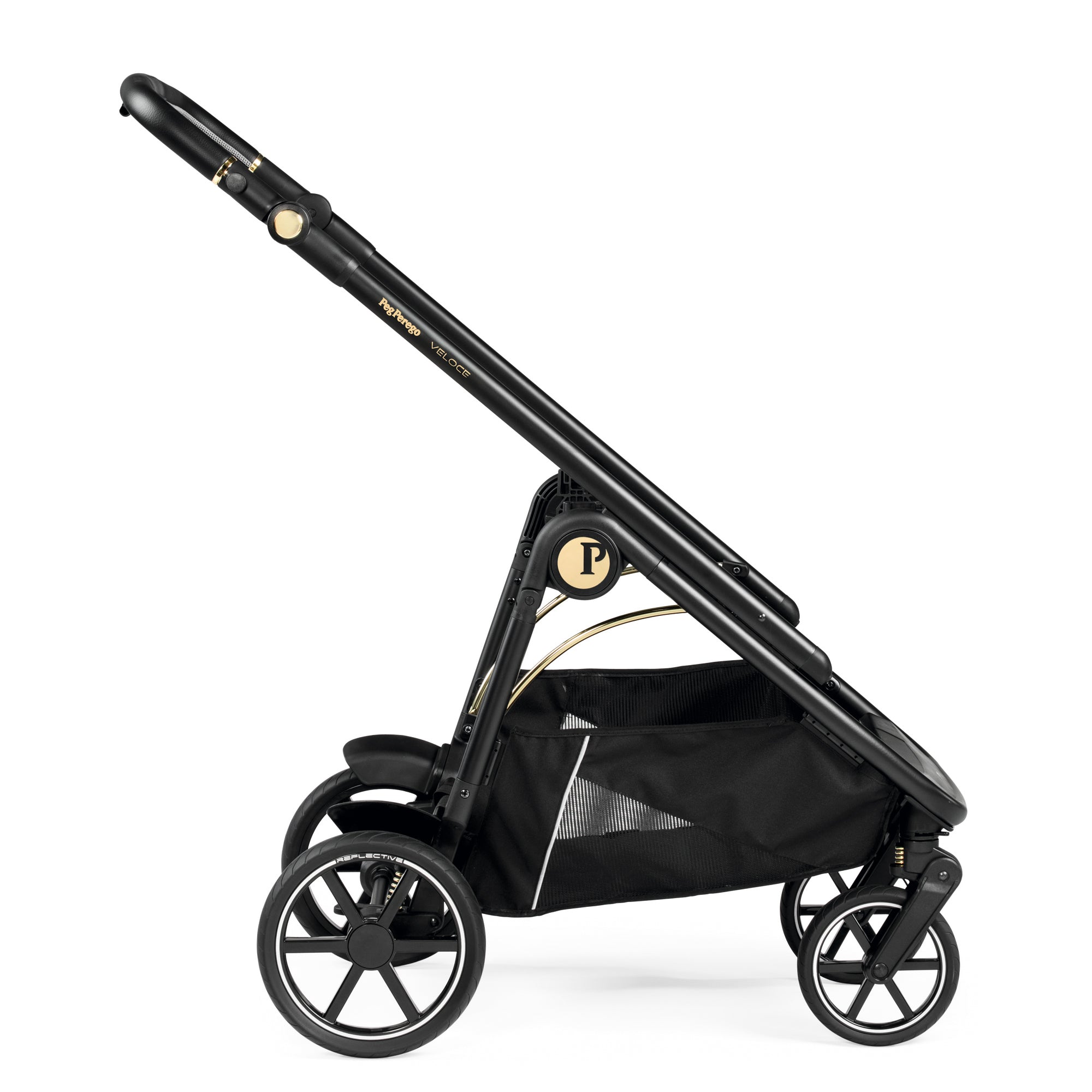 Carucior 3 in 1 Peg Perego Veloce, SLK, 0 - 22 kg, Graphic Gold, Negru / Bej