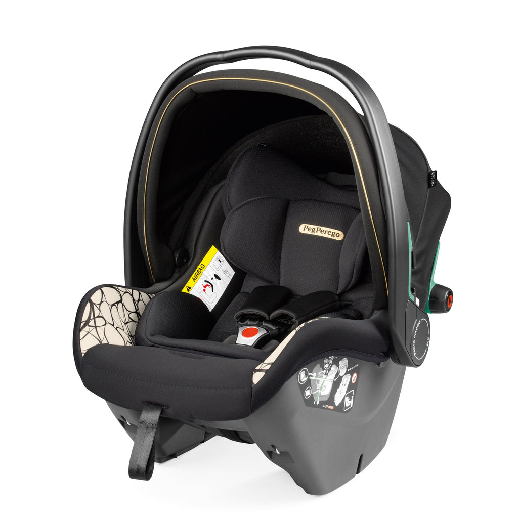 Carucior 3 in 1 Peg Perego Veloce, SLK, 0 - 22 kg, Graphic Gold, Negru / Bej