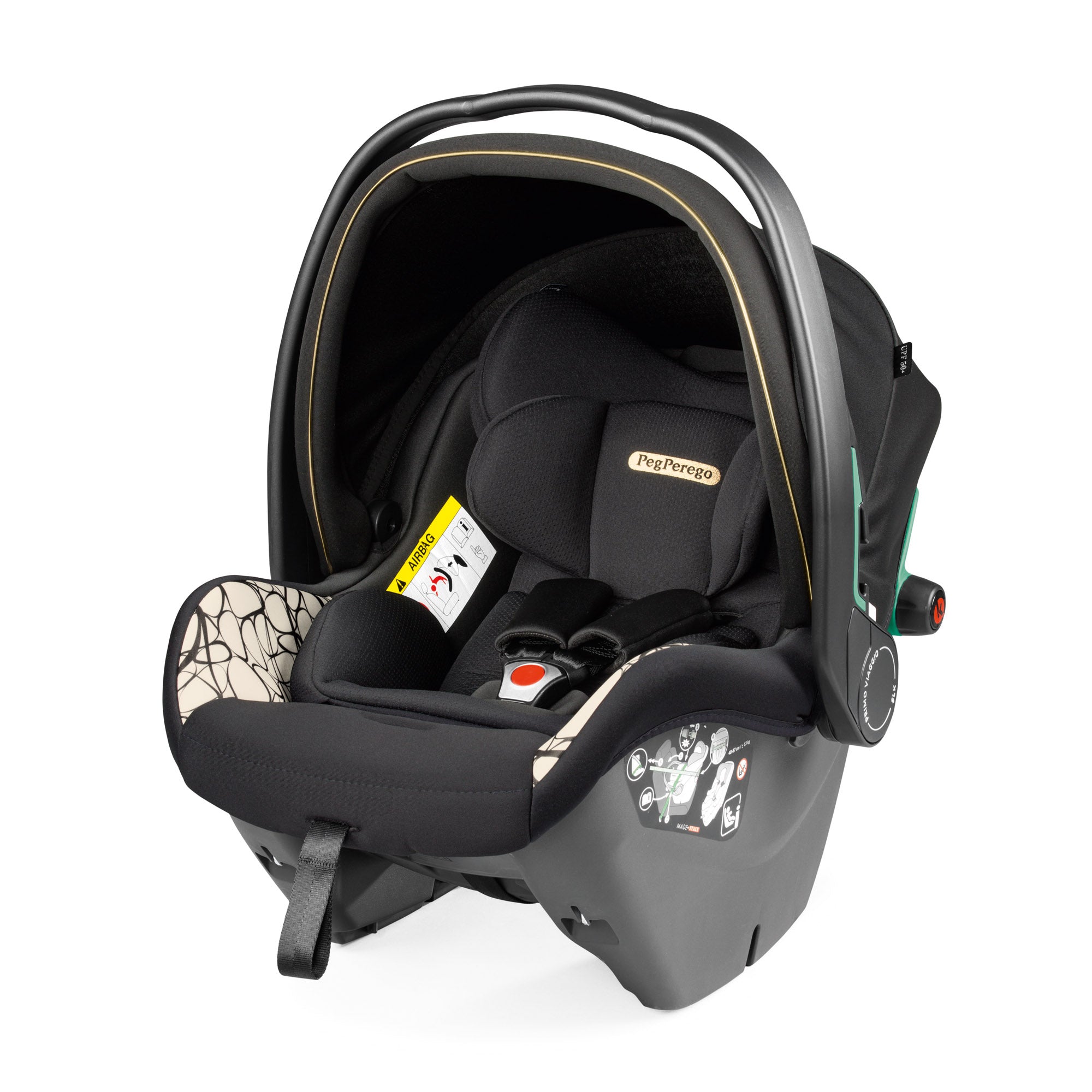 Carucior 3 in 1 Peg Perego Book, SLK, 0 - 22 kg, Graphic Gold, Negru / Bej